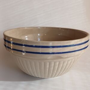 Vintage Red Wing Stoneware Blue Stripes Serving/Mixing Bowl